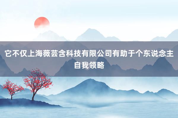 它不仅上海薇芸含科技有限公司有助于个东说念主自我领略